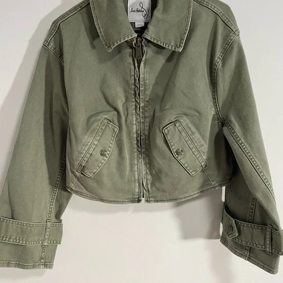 Sam Edelman Cropped Moto Jacket XS -army green - Picture 2 of 15